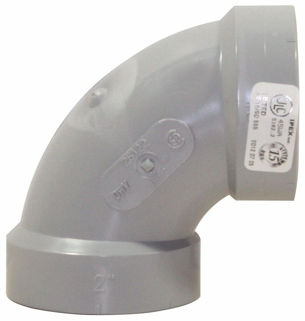 2"x90D PVC DWV LONG ELBOWHxH SYSTEM 15