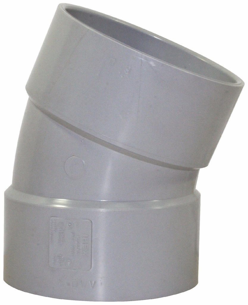 6"x45D PVC DWV SHORT TURN ELBOW HxH SYSTEM 15