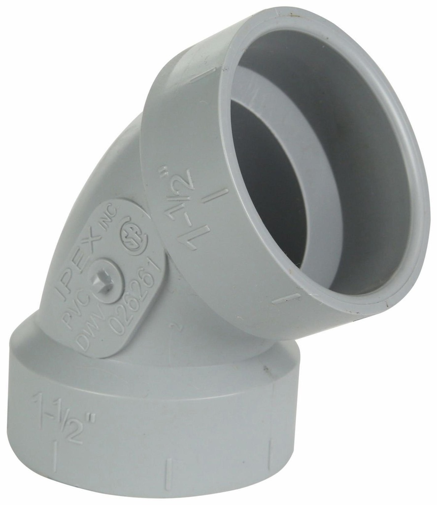 1 1/2"x60D PVC DWV ELBOW HxH SYSTEM 15