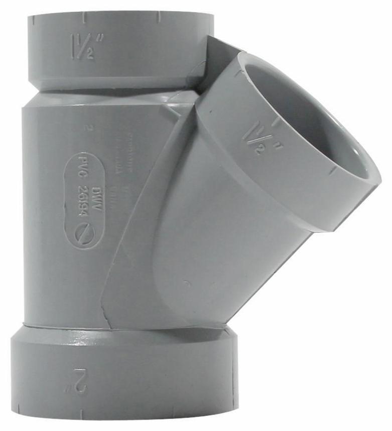 2"x1 1/2"x1 1/2"x45D PVC DWV WYE HxHxH SYSTEM 15