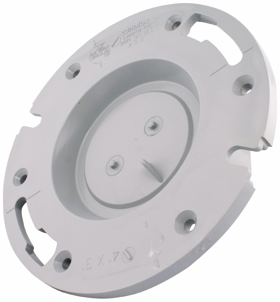 4"x3" PVC DWV CLOSET FLANGE W/ MLD TEST PLATE FLUSH SYSTEM 15