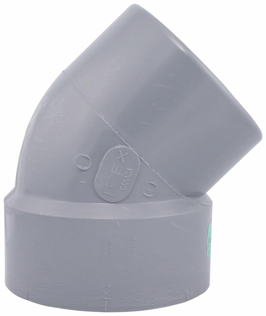 3"x45D PVC DWV ELBOW SPxH SYSTEM XFR