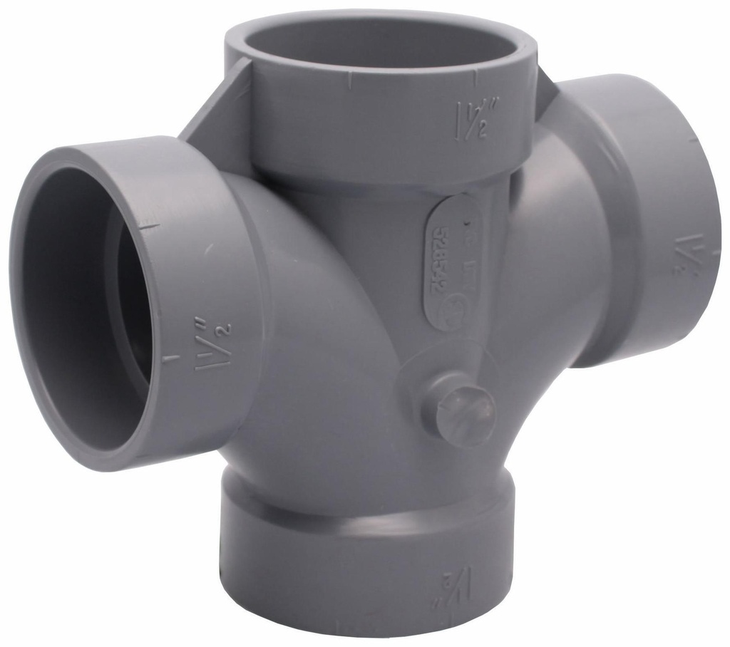 1 1/2" PVC DWV DOUBLE SAN TEE HxHxHxH SYSTEM XFR