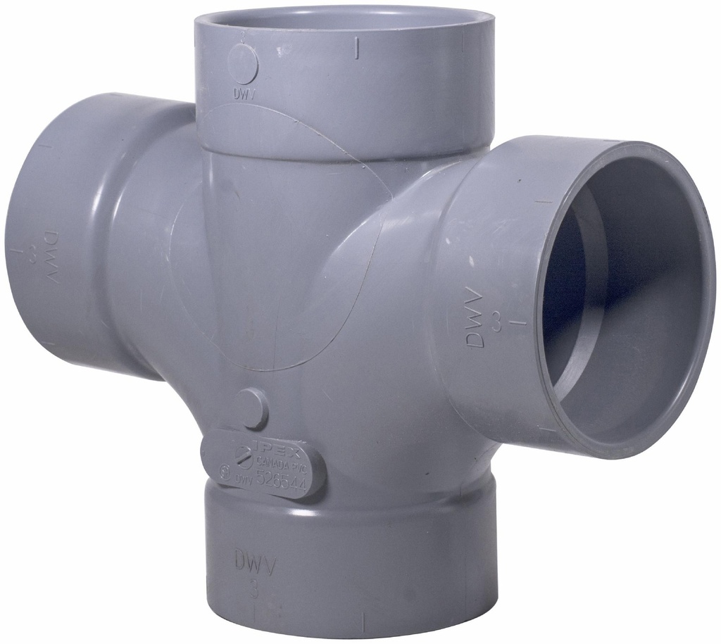 3" PVC DWV DOUBLE SAN TEE HxHxHxH SYSTEM XFR