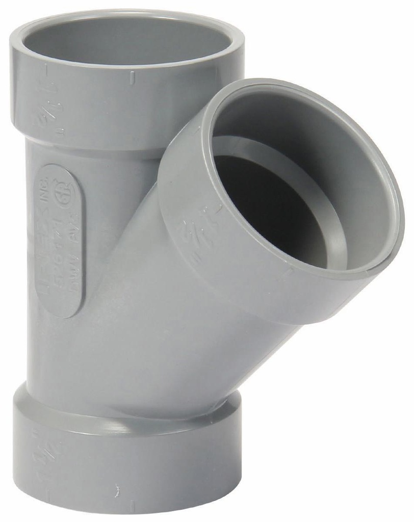 1 1/2"x45D PVC DWV WYE HxHxH SYSTEM XFR