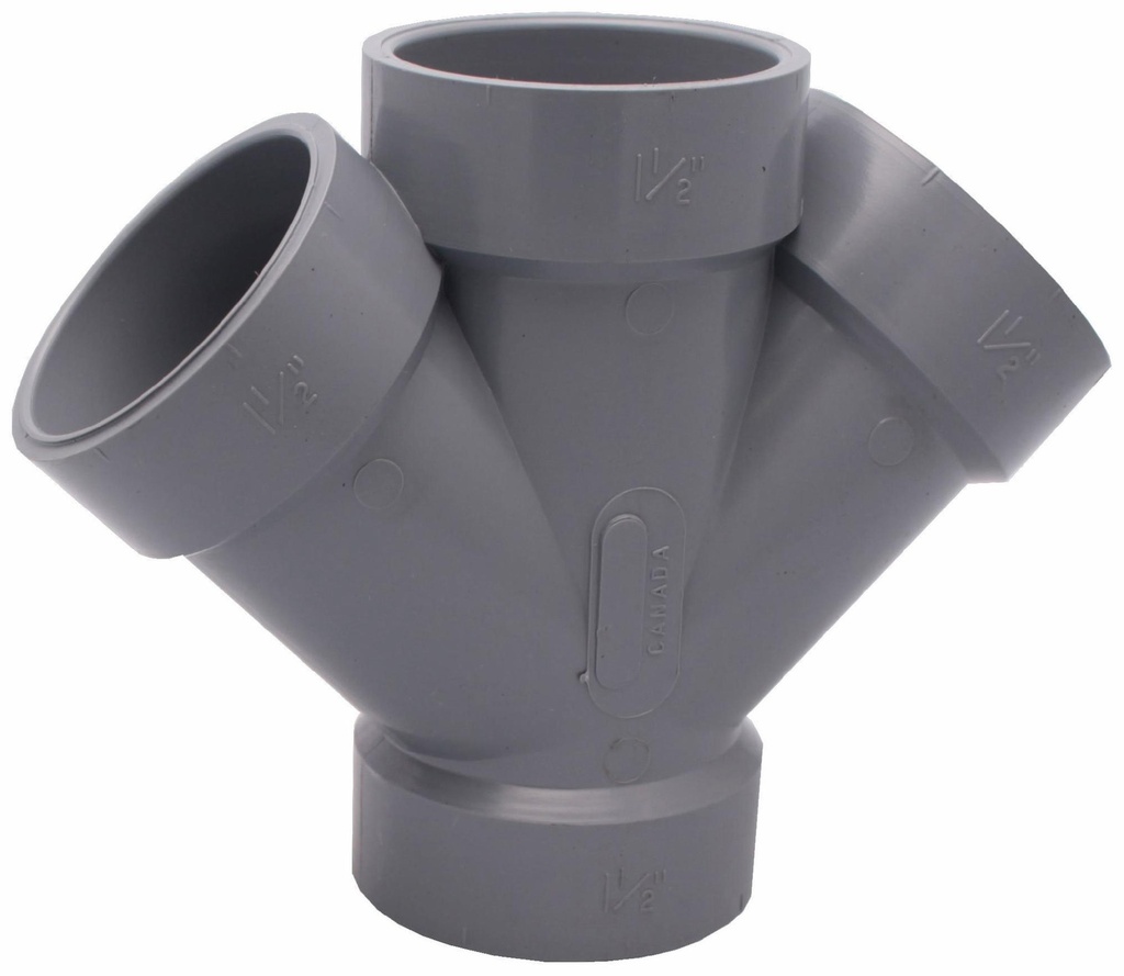 1 1/2"x45D PVC DWV DOUBLE WYE HxHxHxH SYSTEM XFR