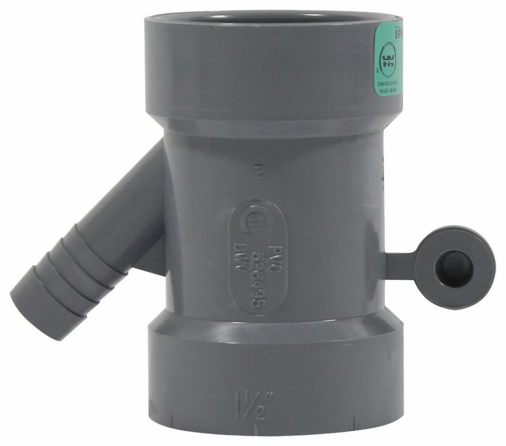 1 1/2"x1/2" PVC DWV DISHWASHER WYE HxHxHOSEBARB SYSTEM XFR