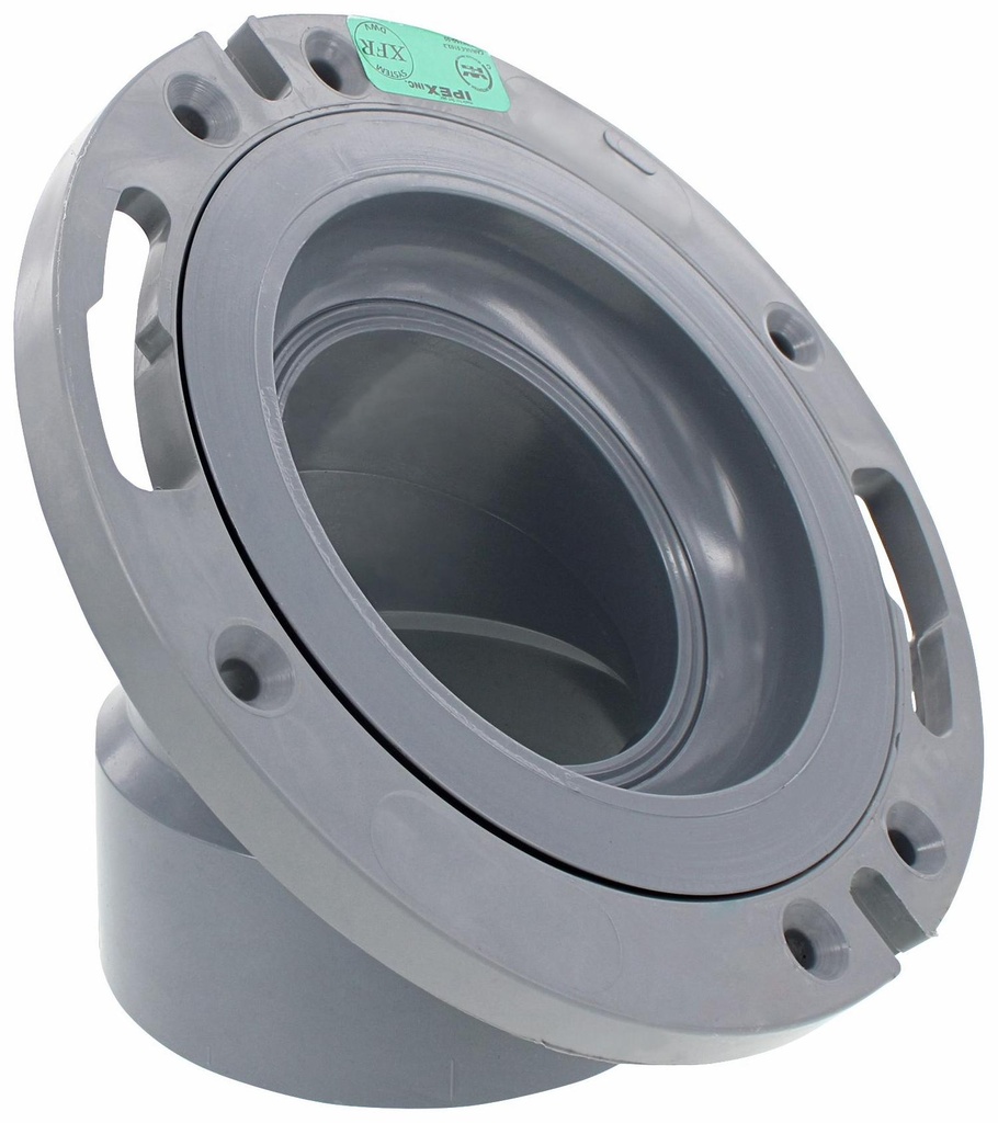 4"x3"x45D PVC DWV DISCHARGE CLOSET FLANGE SYSTEM XFR