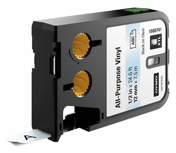 DY XTL 0.5" 12MM BK/CLR VINYL CONT TAPE