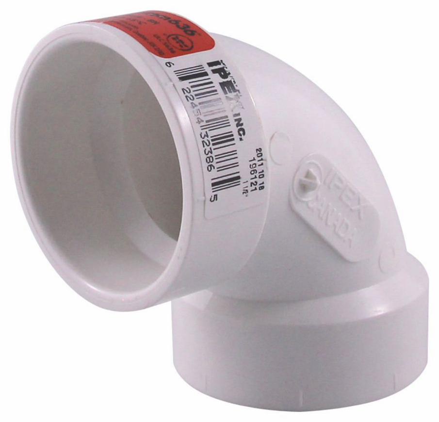1 1/2"x90D PVC FGV LONG ELBOW HxH SYSTEM 636