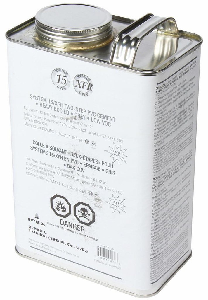 3.785L System 15 DWV 2-Step PVC Cement Grey