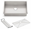 Strive 29" 1 Bowl Undermount Kitchen Sink with Rack