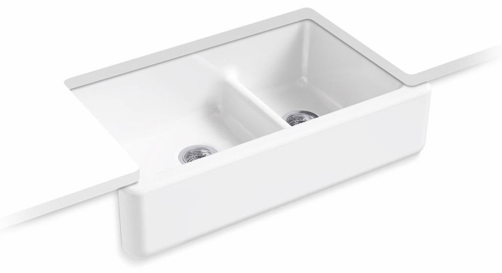 Whitehaven Smart Divide 35-3/4" 1.75 Bowl Undermount Farmhouse Kitchen Sink