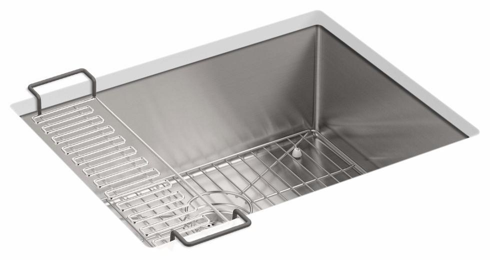 Strive 24" 1 Bowl Undermount Kitchen Sink with Rack