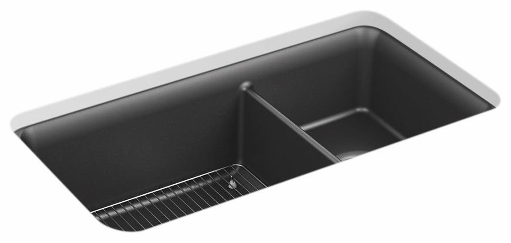 Cairn 33-1/2" 1.75 Bowl Undermount Neoroc Kitchen Sink with Rack