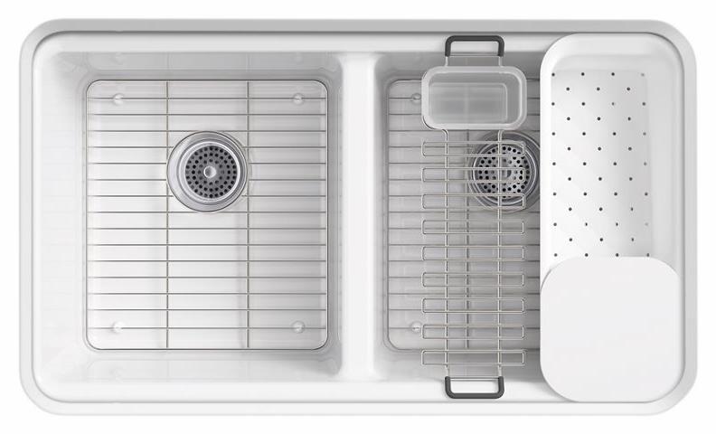 Riverby 33" 2 Bowl Undermount Workstation Kitchen Sink with Accessories