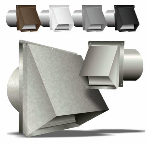 14" Wall Cap with Damper Galvanized 26ga