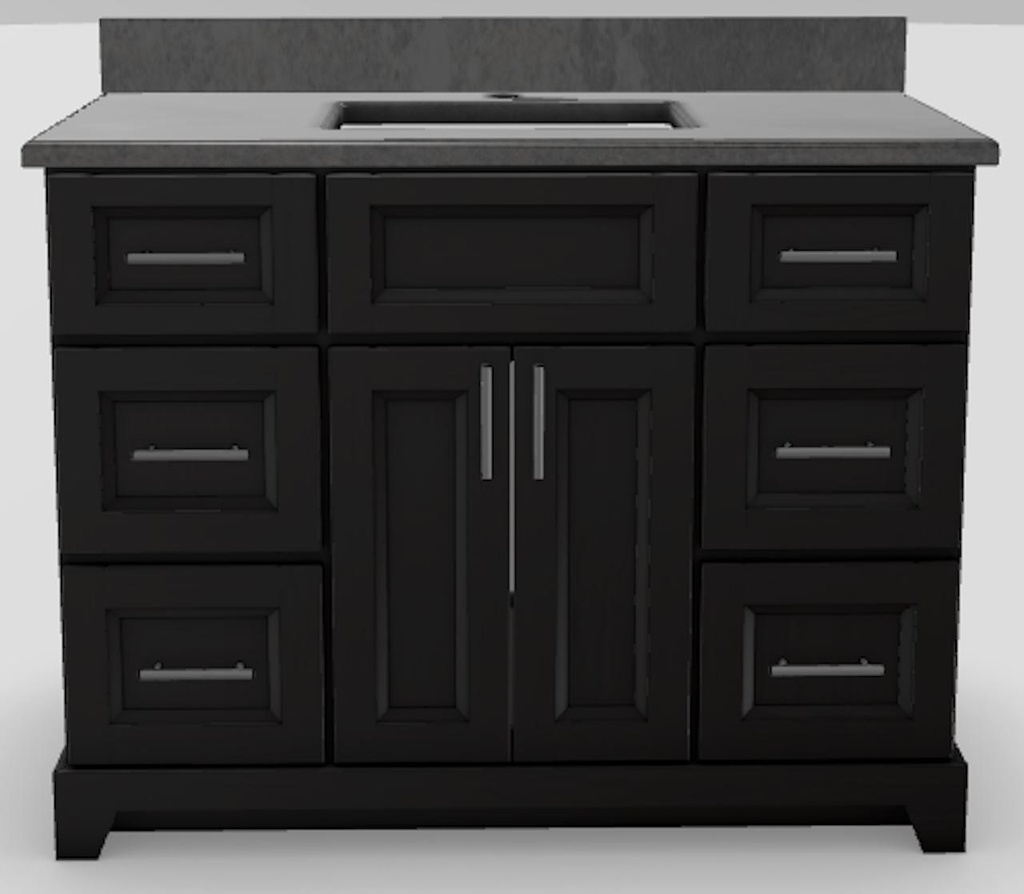 42" Standard Vanity Bellrose with Bar Handles and 1-Hole Quartz Top