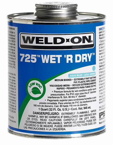 473ml 725 Wet 'R Dry PVC Cement Aqua Blue