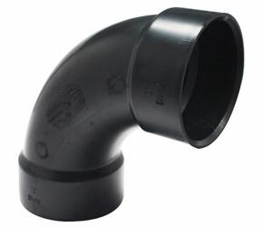 ABS DWV 3" 90D ELL LONG SWP HXH BLK