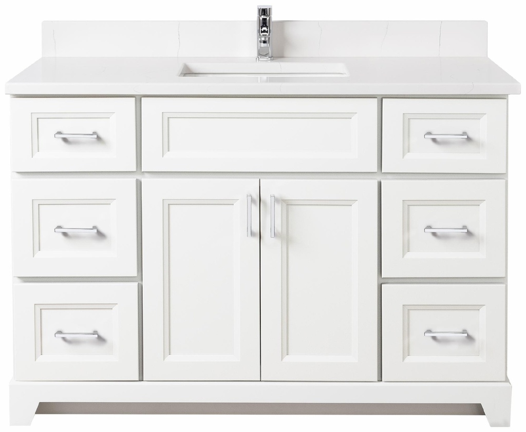 48" Standard Vanity Bellrose with Square Handles and 1-Hole Quartz Top