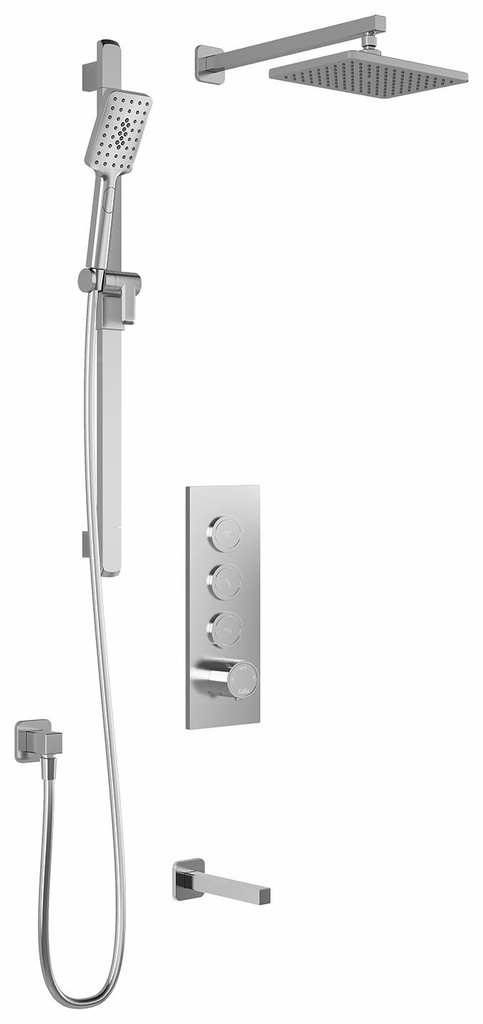 SquareOne TB3 Thermostatic Push-Button Shower System with Wall Arm (Less Valve)