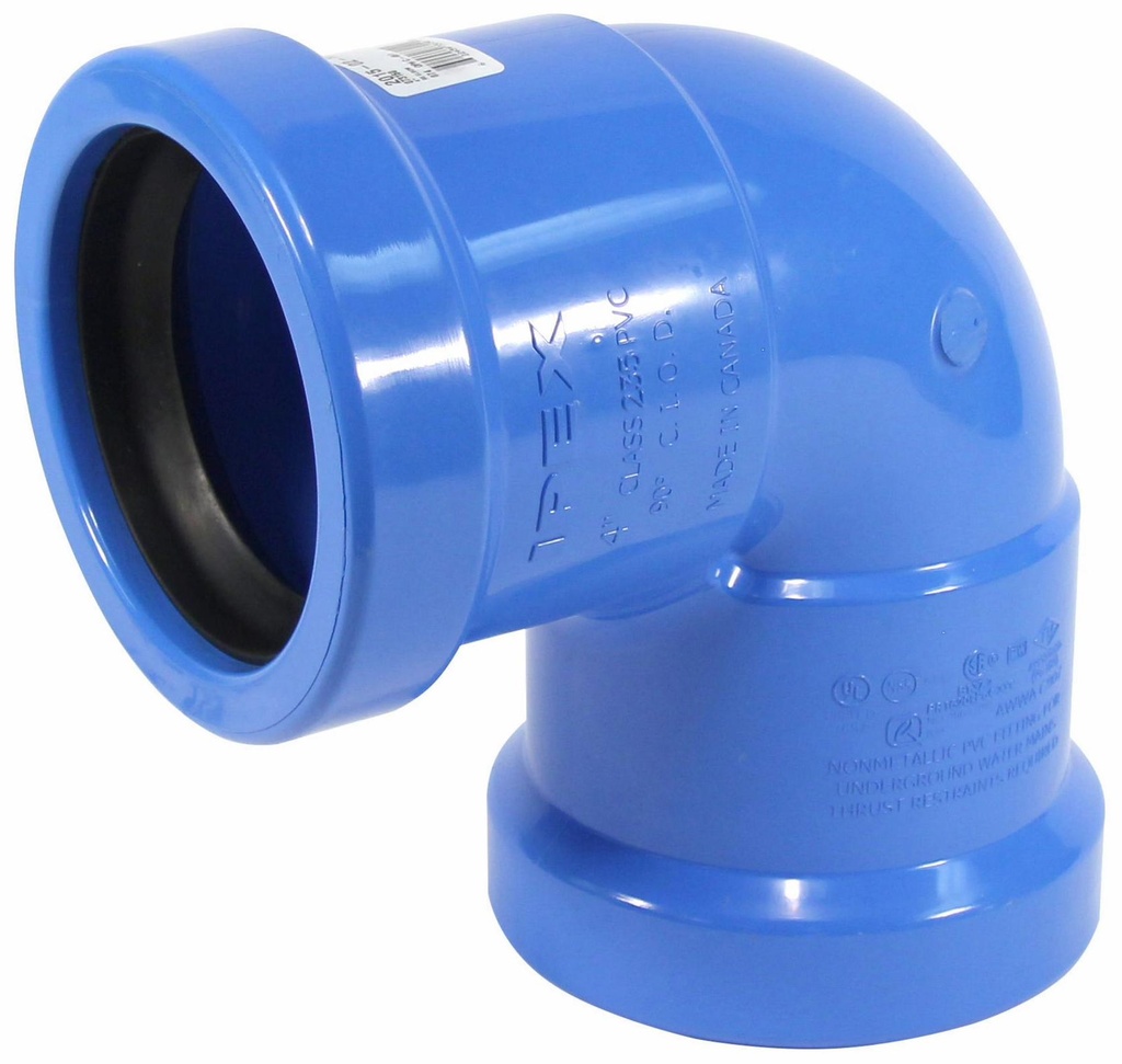 4"x90D PVC ELBOW CIOD DR18 BxB BLUE BRUTE