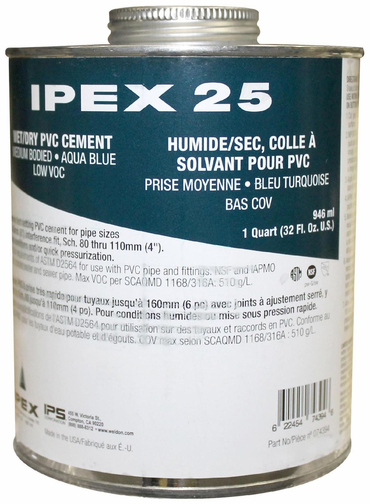 473ml Ipex 25 PVC Wet/Dry Cement Aqua Blue