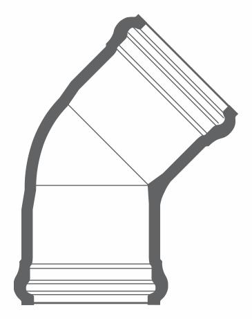 10"x45D PVC ELBOW CIOD DR18 BxB BLUE BRUTE