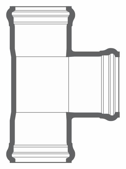 12"x8" PVC TEE CIOD DR18 BxBxB BLUE BRUTE