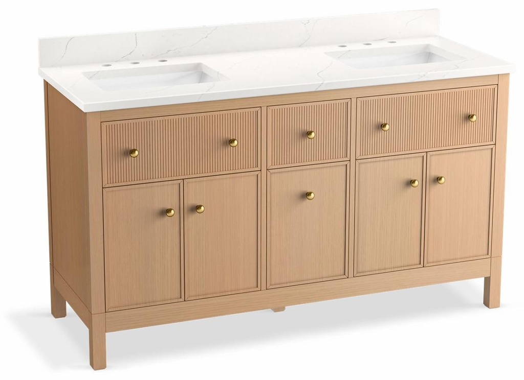 Malin by Studio McGee 60" Bathroom Vanity with 2 Sinks and Quartz Top