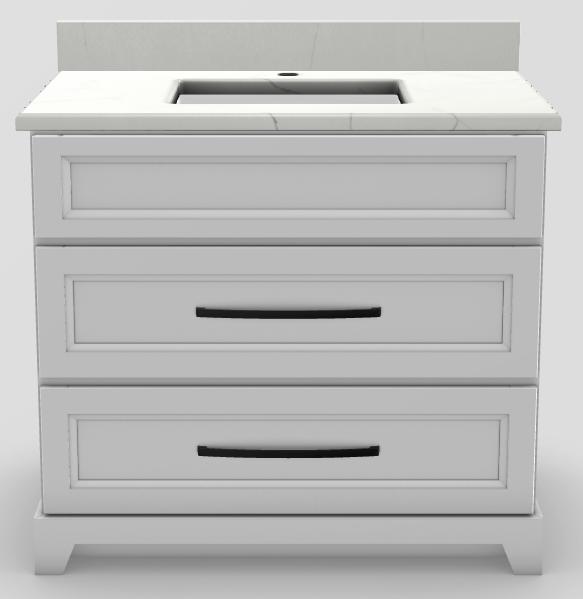 36" Standard Vanity Bellrose with Long Curved Handles and 1-Hole Carrera Top