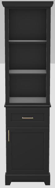 18" RH Linen Tower Modern Shaker Shelves and Lower Doors with Square Handles