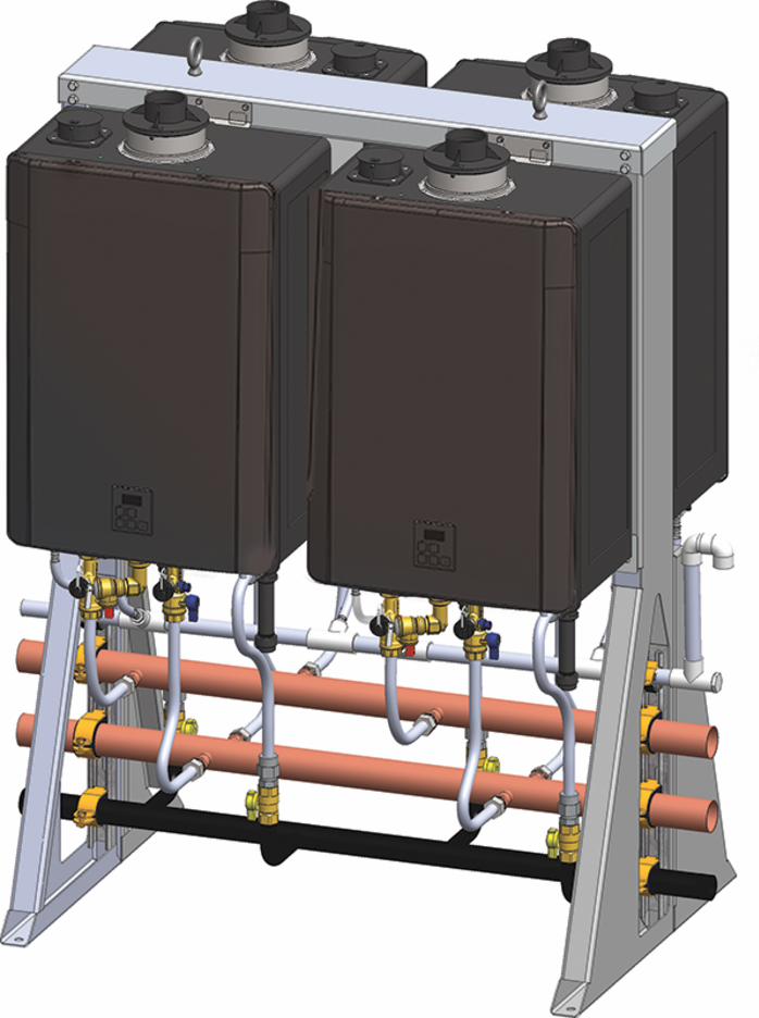 4 Unit Free Standing Rack with Sensei CX Tankless Water Heaters