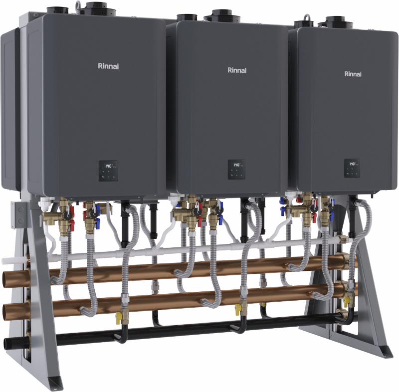 6 Unit Free Standing Rack with Sensei CX Tankless Water Heaters