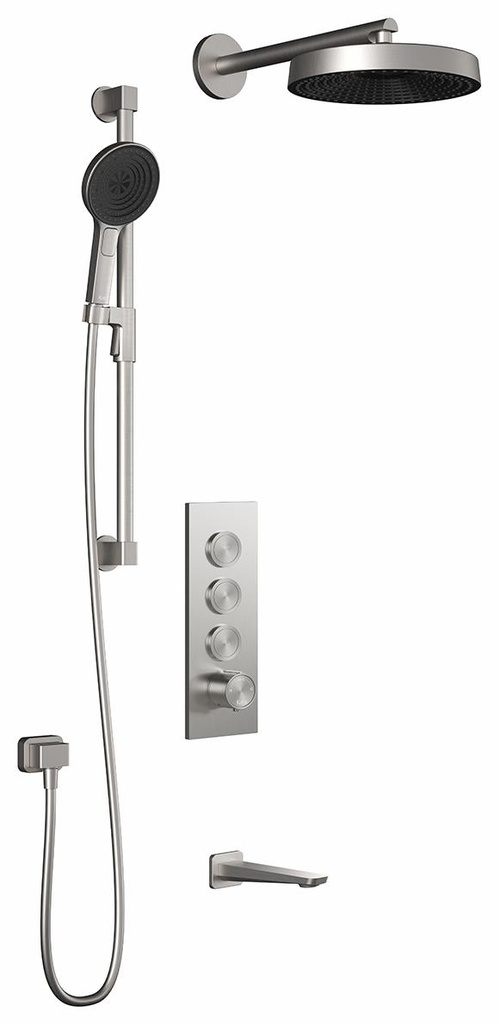 Moroka TB3 Premia Thermostatic Push-Button Shower System with Wall Arm (Less Valve)