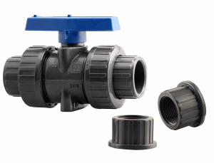 0924-15 - '1 1/2" FPT/Slip Union PVC B.V. PTFE Seat - Epdm O-Ring Seal'