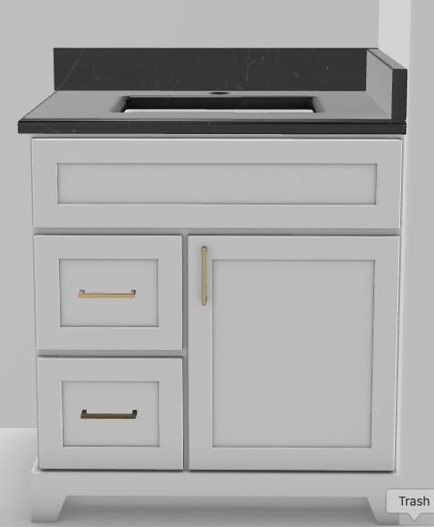 30" LH Drawer Vanity Modern Shaker with Square Handles and 1-Hole Quartz Top