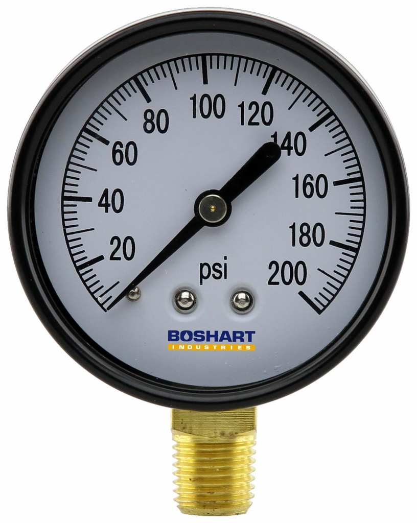 PG25-200 - '2.5" Dry Gauge 1/4" Lm 0-200'