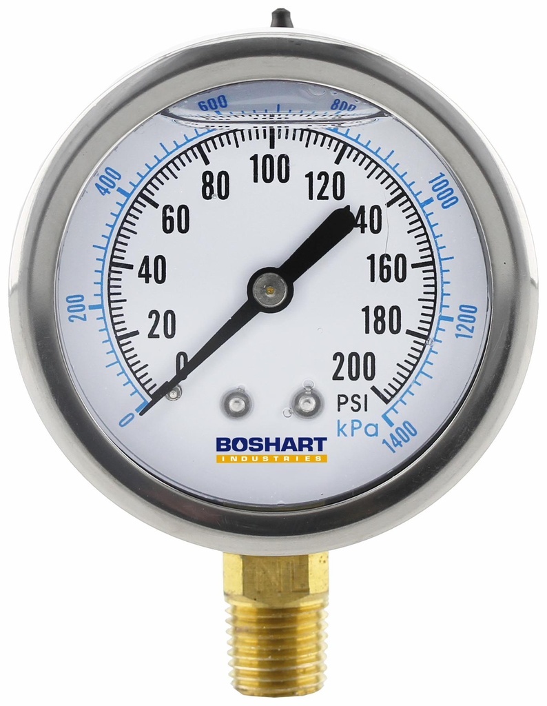 PG25-200-GNL - 'No Lead 2.5"Liq 1/4"Lm 0-200'