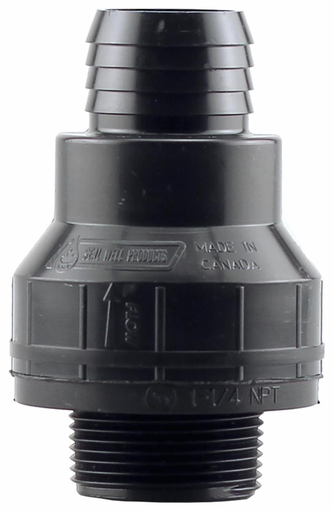 BSC-125-B - 'SPCV - 1-1/4"MPT x 1-1/4"BARB or 1-1/2" SLIP OUTLET'