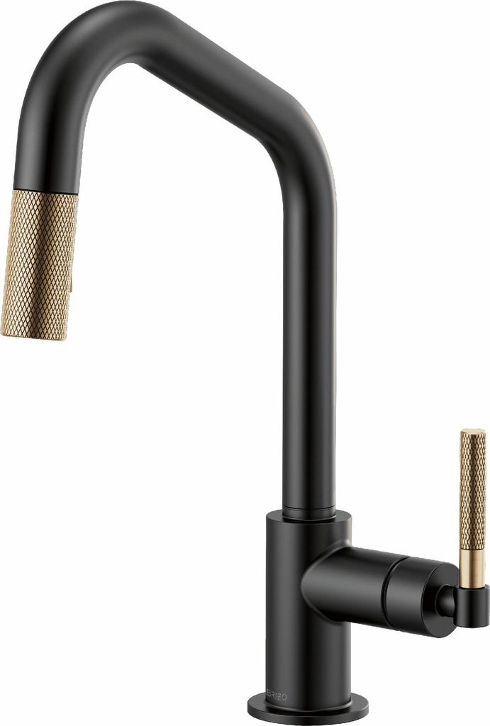 Litze Kitchen Faucet with Pulldown Spray Angled Spout and Knurled Handle
