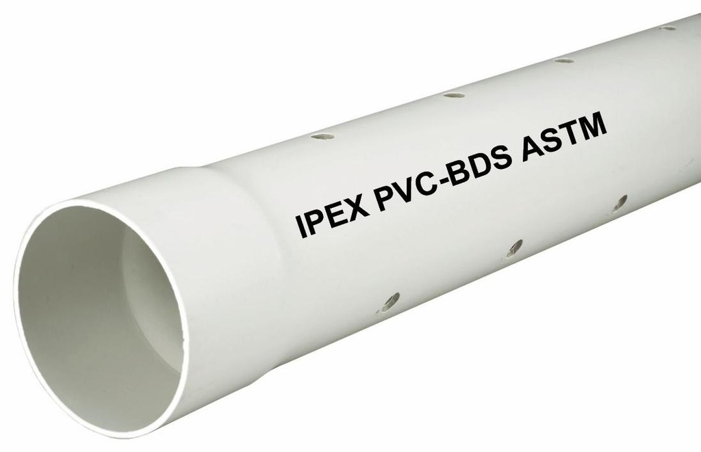 3"x10' PVC ASTM 2729 SEWER PERF PIPE B/E WHITE