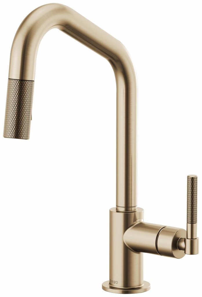 Litze Kitchen Faucet with Pulldown Spray Angled Spout and Knurled Handle