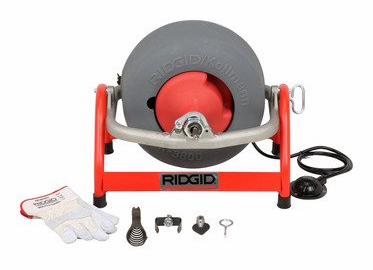 K-3800 Machine with Std. Equip: C-46, 1/2" x 90' (12 mm x 27.4 m) Cable, T-102 Funnel Auger, T-142 Knife Blade Cutter, T-107 Spade Cutter, A-12 Pin Key, Pair of Gloves