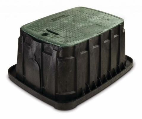 16 x 22 x 12 Jumbo Black Valve Box with Green Lid