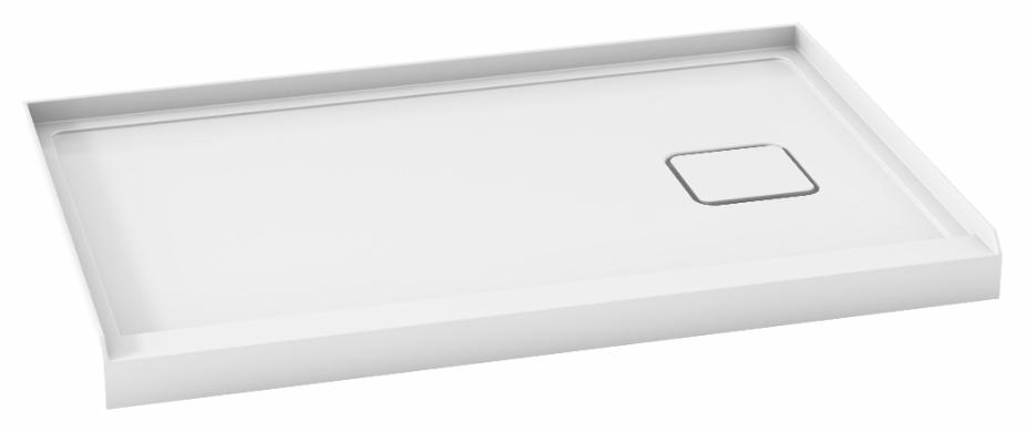 Kover 48x32 Acrylic Shower Base with RH Drain and Integrated Tiling Flange on 3 Sides