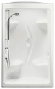Stamina 48-L 58" x 36" Center Drain Alcove 1-Piece Shower with RH Seat