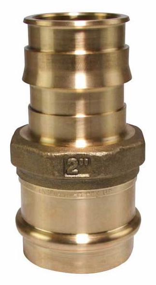 ProPEX LF Brass Copper Press Adapter, 2" PEX x 2" Copper