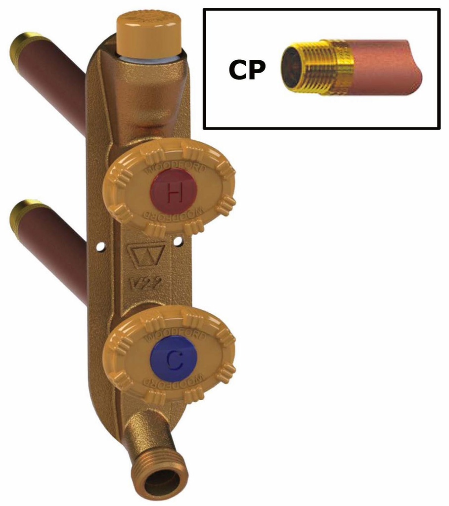 Model V22CP Freezeless Hot & Cold Wall Faucet 10 Inch, Black Handle